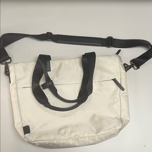 July Stylish White Travel Laptop Bag, adjustable strap, good preowned condition
